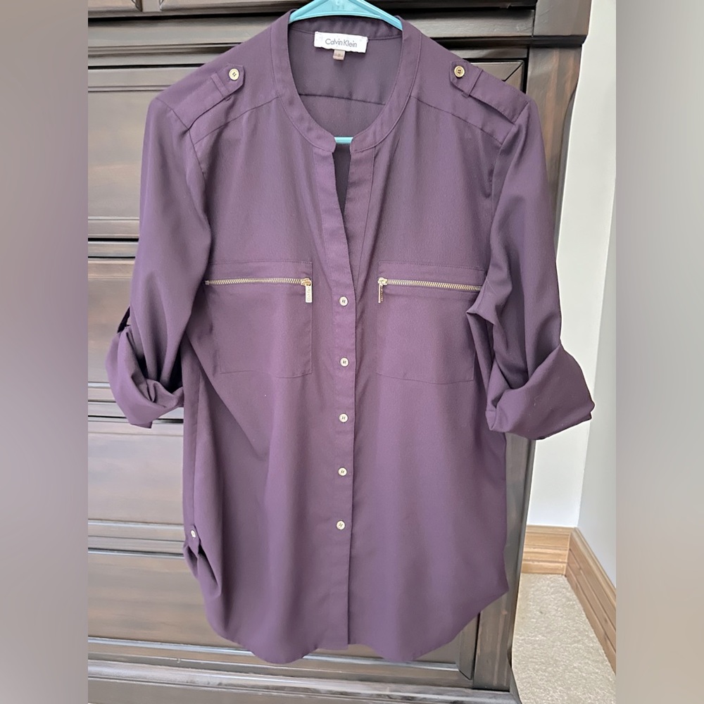 Calvin Klein zip-pocket button-up shirt